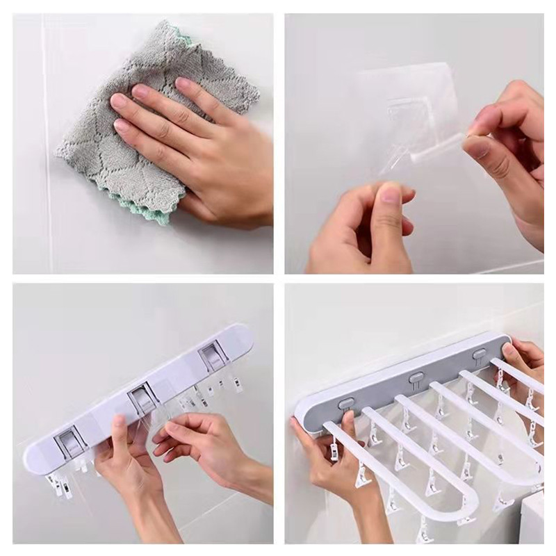 Kokkupandav kuivatusrest Seinale paigaldatav tasuta Punch 24 konksud sokid aluspesu nagi rõdu vannituba WC pesutarbed