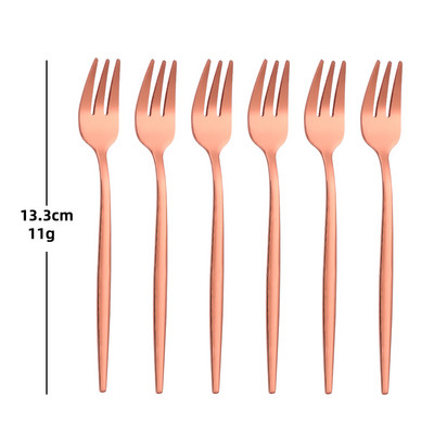 6 db arany teavillák rozsdamentes acél gyümölcsvilla torta uzsonna saláta kávé villa tükör étkészlet evőeszköz készlet konyhai edények