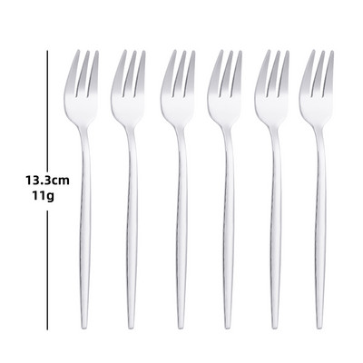 6 db arany teavillák rozsdamentes acél gyümölcsvilla torta uzsonna saláta kávé villa tükör étkészlet evőeszköz készlet konyhai edények