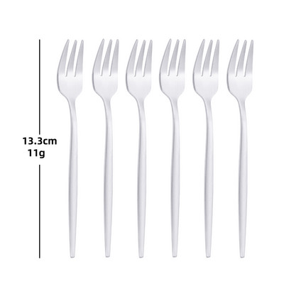 6 db arany teavillák rozsdamentes acél gyümölcsvilla torta uzsonna saláta kávé villa tükör étkészlet evőeszköz készlet konyhai edények