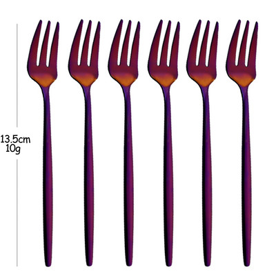 Set vilica od 6 komada za užinu od voćnih kolača Set vilica za čaj i voće od nehrđajućeg čelika Rainbow vilica za desert Zlatna mala vilica za salatu Posuđe