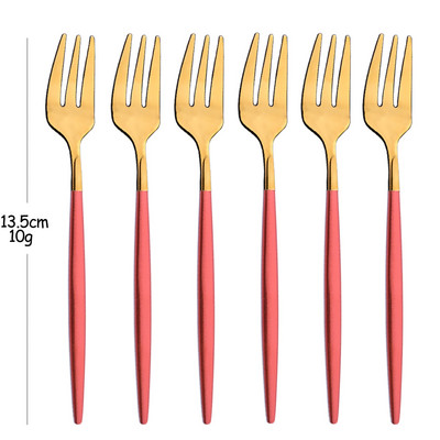 Set vilica od 6 komada za užinu od voćnih kolača Set vilica za čaj i voće od nehrđajućeg čelika Rainbow vilica za desert Zlatna mala vilica za salatu Posuđe