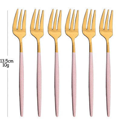 Set vilica od 6 komada za užinu od voćnih kolača Set vilica za čaj i voće od nehrđajućeg čelika Rainbow vilica za desert Zlatna mala vilica za salatu Posuđe