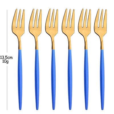 Set vilica od 6 komada za užinu od voćnih kolača Set vilica za čaj i voće od nehrđajućeg čelika Rainbow vilica za desert Zlatna mala vilica za salatu Posuđe