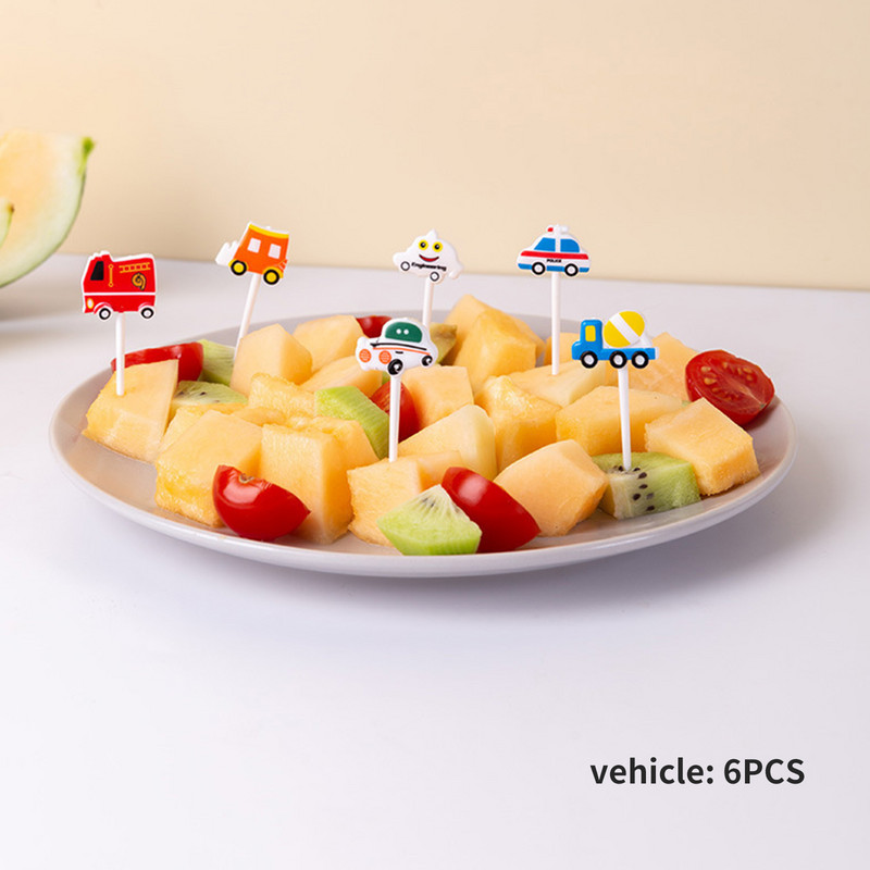 6kom/komplet Automobil Dvorac Povrće Slatka mini mala djeca Voće Vilice Čačkalice Dječji izbor hrane Crtić