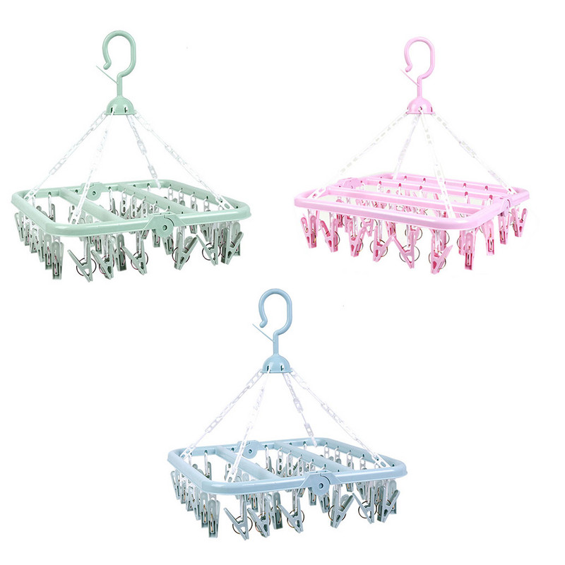 36 klambrit Kokkupandav riidenagi Lastele Täiskasvanutele Riidekuivati Tuulekindlad Sokid Aluspesu Plastikust kuivatusrest