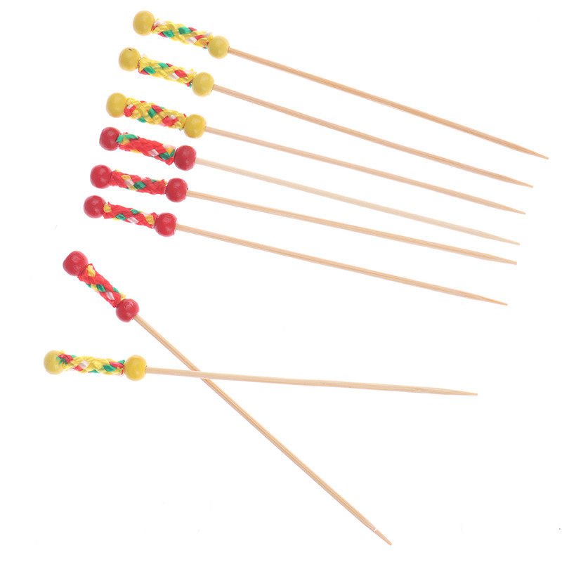 100 tk dekoratiivsed puuviljakahvliga kokteilipulgad bambusest pulgapuuviljavardad, mida kasutatakse pulmade Rootsi lauas kaunistamiseks