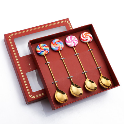 4 tk/komplekt roostevabast terasest sõõrikud kommid lusikas Kahvlid piim tee kohv segamine lusikad magustoit kook Tööriistad söögiriistad kööginõud