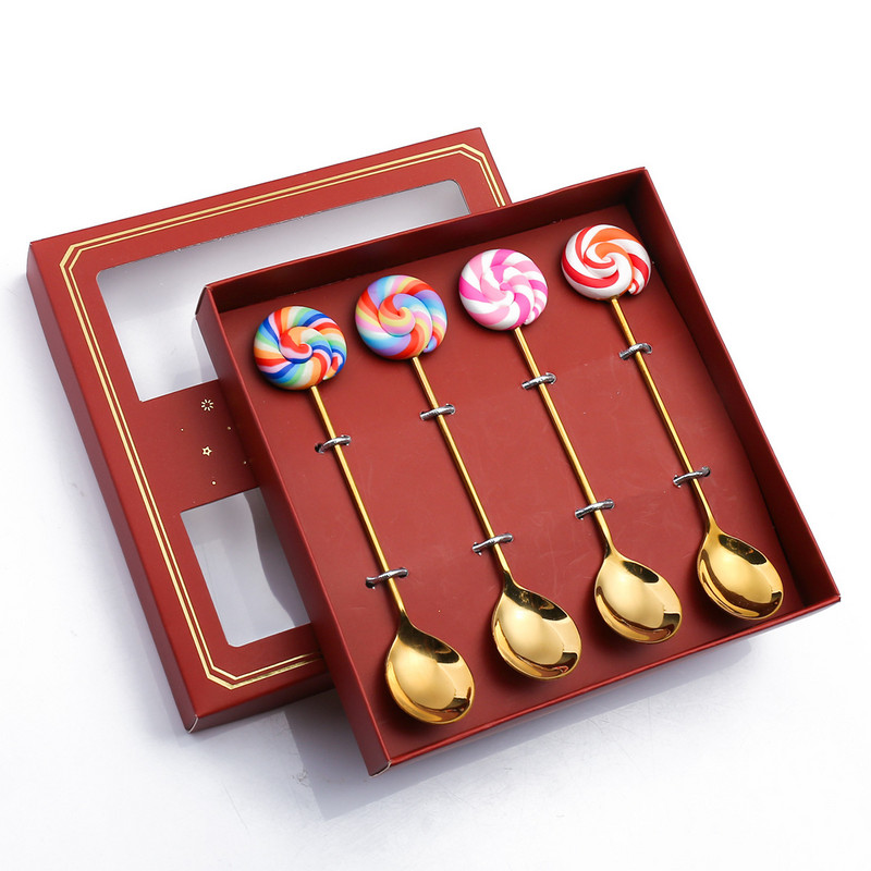 4 tk/komplekt roostevabast terasest sõõrikud kommid lusikas Kahvlid piim tee kohv segamine lusikad magustoit kook Tööriistad söögiriistad kööginõud