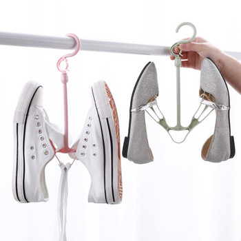 360-градусова балконска ветроустойчива стойка за обувки Закачалка за дрехи Кука Кука Балконска стойка за обувки Закачалка за сушене на обувки и висящи обувки
