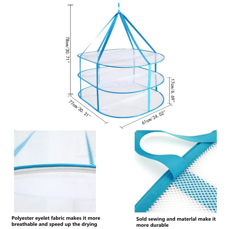 3-tasandiline kaasaskantav võrkriidekuivati, kokkupandav kampsunikuivatusrest, kokkupandav rippuv pesurest