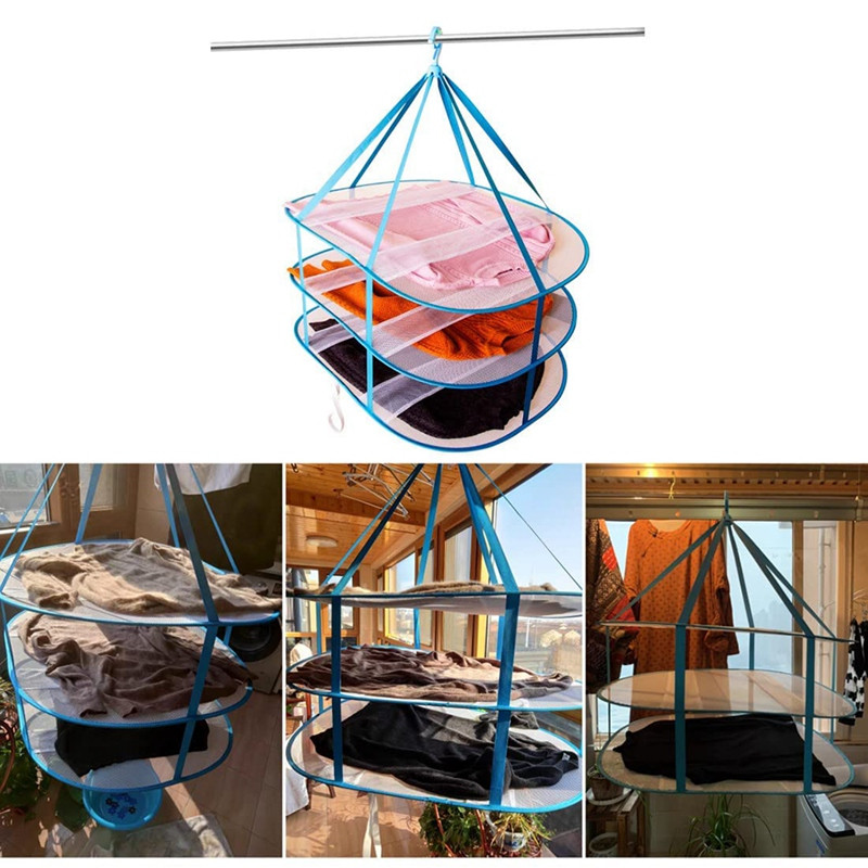 3-tasandiline kaasaskantav võrkriidekuivati, kokkupandav kampsunikuivatusrest, kokkupandav rippuv pesurest