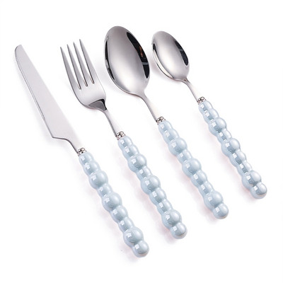 Set od 4 pribora za jelo od nehrđajućeg čelika Set pribora za jelo s keramičkim ručkama Posuđe