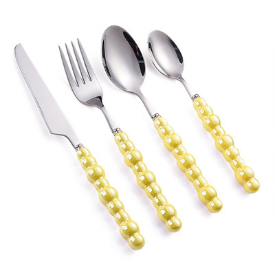 Set od 4 pribora za jelo od nehrđajućeg čelika Set pribora za jelo s keramičkim ručkama Posuđe