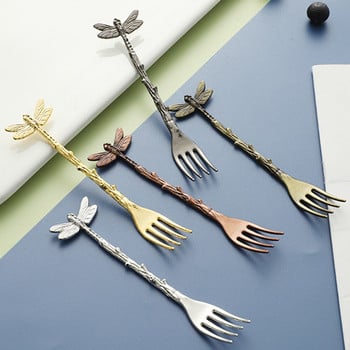 Vintage Dragonfly Starfish Branches Alloy Cake Fruit Fork Μικρό επιτραπέζιο σκεύος Δημιουργικές χειροτεχνίες δώρων για γάμο προμήθειες ντους μωρών