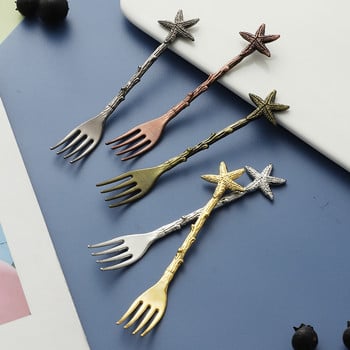 Vintage Dragonfly Starfish Branches Alloy Cake Fruit Fork Μικρό επιτραπέζιο σκεύος Δημιουργικές χειροτεχνίες δώρων για γάμο προμήθειες ντους μωρών