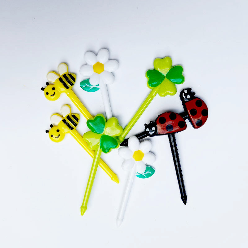 6-26 tk linnulehe mesilase lillede puuviljakahvel laste hambaork toidutoode plastikust lõunakarbi tarvikud Mini salati koogi kaunistus