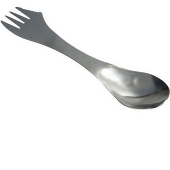 Прибори 3 в 1 Titanium Spork Combo Пътуваща джаджа Прибори за хранене Посуда Лъжица Вилица Резачка Пътуване Къмпинг Туризъм Пикник