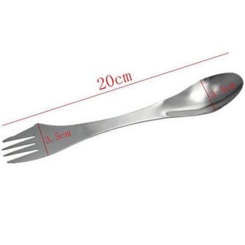 Прибори 3 в 1 Titanium Spork Combo Пътуваща джаджа Прибори за хранене Посуда Лъжица Вилица Резачка Пътуване Къмпинг Туризъм Пикник