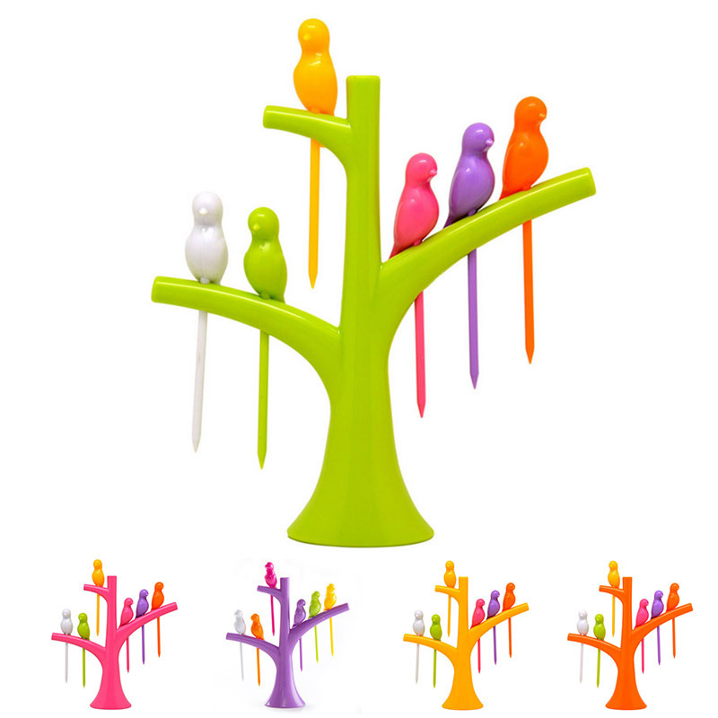 Linnupuu-suupistete magustoidukahvlid puukujulise hoidjaga Peo pulma-jõulutarbed Koduköök Baari sisekujunduses sööginõude komplektid