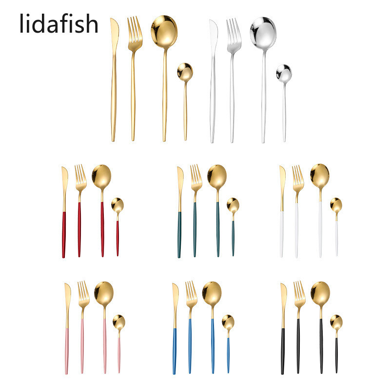 lidafish 2Pcs/4Pcs Set pribora za jelo od nehrđajućeg čelika Luksuzno posuđe Vilica Žlica Nož Western Dinner Set posuđa