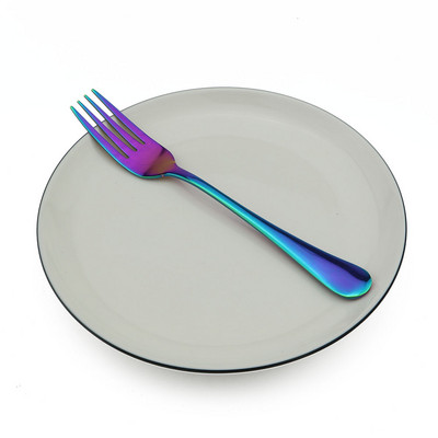 Korea 304 magustoidu salati kahvel must õhtusöök Furit kahvel Värviline vikerkaarekujuline lauanõud, pika varrega lauanõud puuviljakahvlid söögiriistad