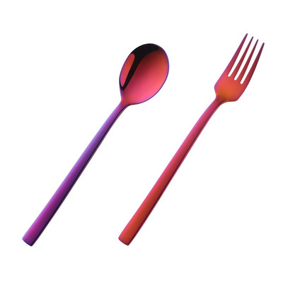 2 tk värvikas õpilaste sööginõude komplekt, kuldne lusikas kahvel, toiduklass 304, roostevabast terasest laste lauanõude komplekt