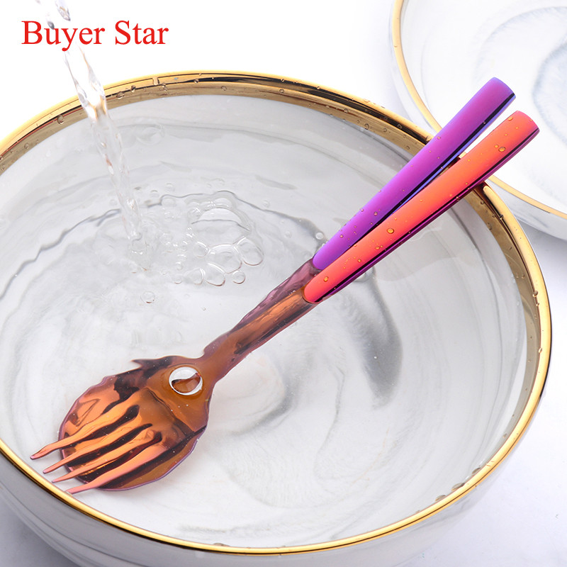 2 tk värvikas õpilaste sööginõude komplekt, kuldne lusikas kahvel, toiduklass 304, roostevabast terasest laste lauanõude komplekt