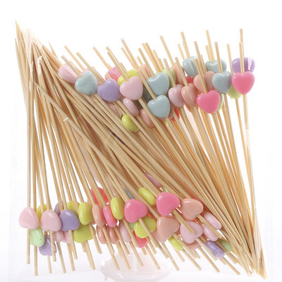 100 KOM Bambus čačkalice za odlaganje Voćna salata Buffet bife Šareno srce ljubavi Aperitiv Štapići za koktele Dodaci za ukrašavanje