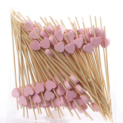 100 KOM Bambus čačkalice za odlaganje Voćna salata Buffet bife Šareno srce ljubavi Aperitiv Štapići za koktele Dodaci za ukrašavanje