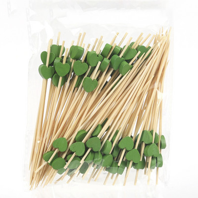 100 KOM Bambus čačkalice za odlaganje Voćna salata Buffet bife Šareno srce ljubavi Aperitiv Štapići za koktele Dodaci za ukrašavanje