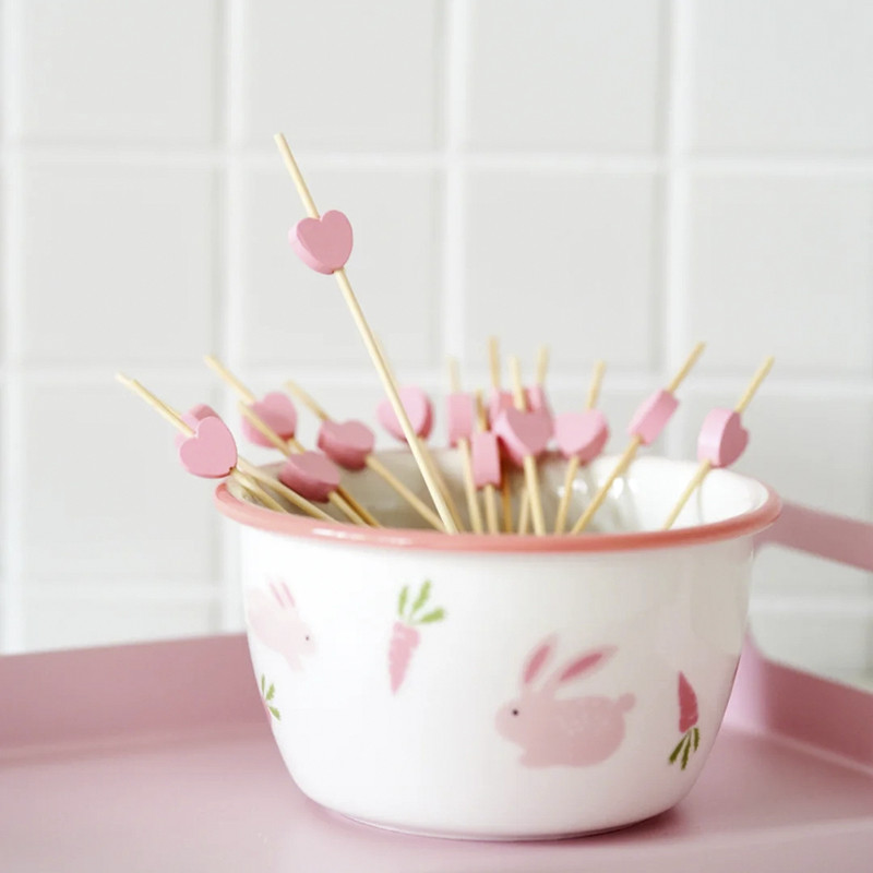 100 KOM Bambus čačkalice za odlaganje Voćna salata Buffet bife Šareno srce ljubavi Aperitiv Štapići za koktele Dodaci za ukrašavanje