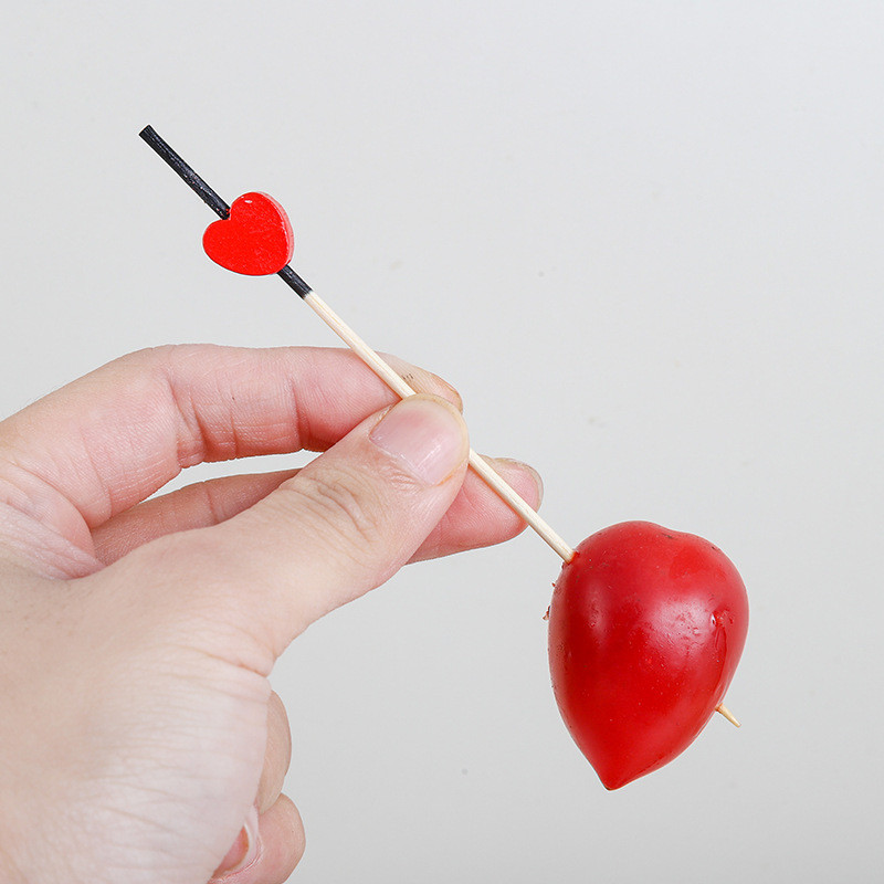100 KOM Bambus čačkalice za odlaganje Voćna salata Buffet bife Šareno srce ljubavi Aperitiv Štapići za koktele Dodaci za ukrašavanje