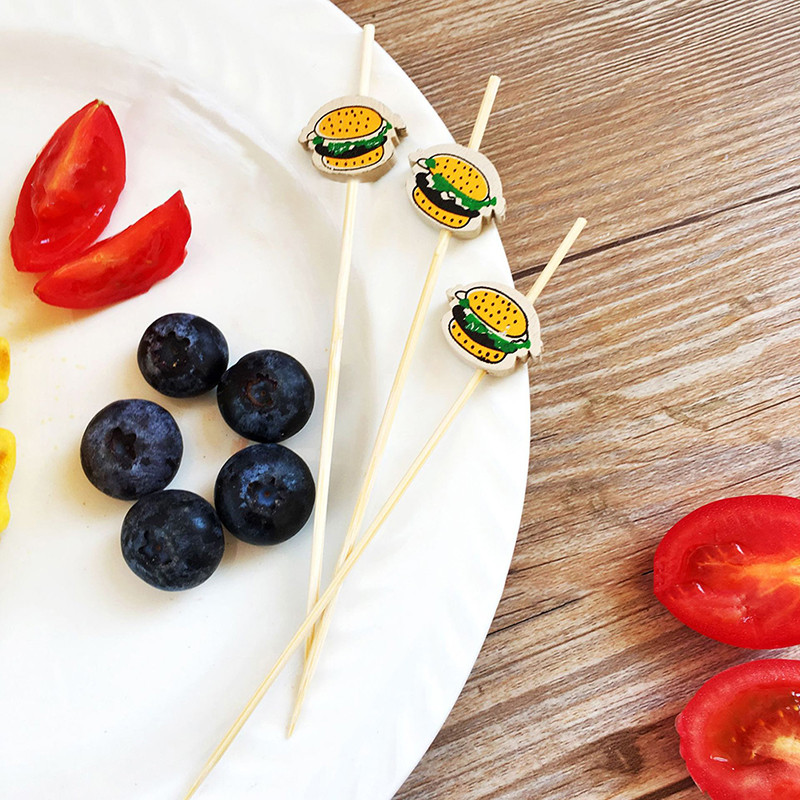 100kom/pakiranje Ukras za hamburger Bambusovi štapići Voćni štapići Snack Ražnjići Buffet za zabavu Bambus Izbor hrane Sendvič Dekoracija