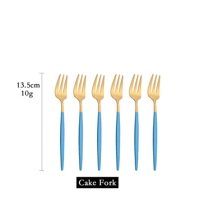 6 tk mini kahvlikomplekt puuviljakoogi suupiste jaoks roostevabast terasest tee puuviljakahvlite komplekt magustoidukahvli valge kullaga väike salati kahvliga sööginõud