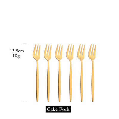 6 tk mini kahvlikomplekt puuviljakoogi suupiste jaoks roostevabast terasest tee puuviljakahvlite komplekt magustoidukahvli valge kullaga väike salati kahvliga sööginõud