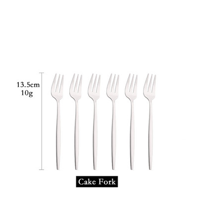 6 tk mini kahvlikomplekt puuviljakoogi suupiste jaoks roostevabast terasest tee puuviljakahvlite komplekt magustoidukahvli valge kullaga väike salati kahvliga sööginõud