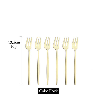 6 tk mini kahvlikomplekt puuviljakoogi suupiste jaoks roostevabast terasest tee puuviljakahvlite komplekt magustoidukahvli valge kullaga väike salati kahvliga sööginõud