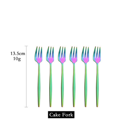 6 tk mini kahvlikomplekt puuviljakoogi suupiste jaoks roostevabast terasest tee puuviljakahvlite komplekt magustoidukahvli valge kullaga väike salati kahvliga sööginõud