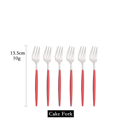 6 tk mini kahvlikomplekt puuviljakoogi suupiste jaoks roostevabast terasest tee puuviljakahvlite komplekt magustoidukahvli valge kullaga väike salati kahvliga sööginõud