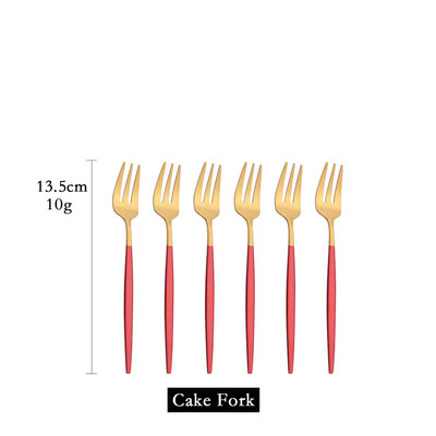 6 tk mini kahvlikomplekt puuviljakoogi suupiste jaoks roostevabast terasest tee puuviljakahvlite komplekt magustoidukahvli valge kullaga väike salati kahvliga sööginõud