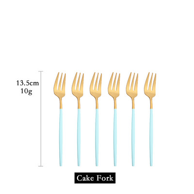 6 tk mini kahvlikomplekt puuviljakoogi suupiste jaoks roostevabast terasest tee puuviljakahvlite komplekt magustoidukahvli valge kullaga väike salati kahvliga sööginõud