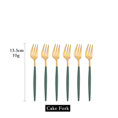 6 tk mini kahvlikomplekt puuviljakoogi suupiste jaoks roostevabast terasest tee puuviljakahvlite komplekt magustoidukahvli valge kullaga väike salati kahvliga sööginõud