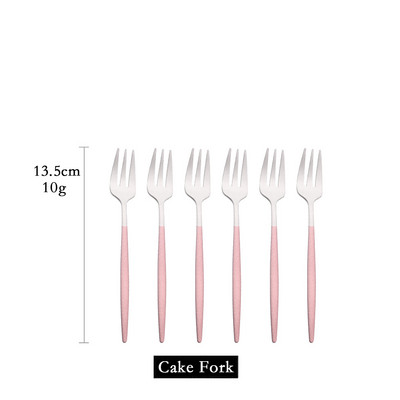 6 tk mini kahvlikomplekt puuviljakoogi suupiste jaoks roostevabast terasest tee puuviljakahvlite komplekt magustoidukahvli valge kullaga väike salati kahvliga sööginõud