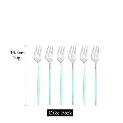 6 tk mini kahvlikomplekt puuviljakoogi suupiste jaoks roostevabast terasest tee puuviljakahvlite komplekt magustoidukahvli valge kullaga väike salati kahvliga sööginõud