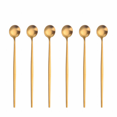 6 tk Pika käepidemega 304 roostevabast terasest kohvijäätiselusikas magustoidutee segamislusikas pikniku jaoks Köögitarvikud Baaritööriistad