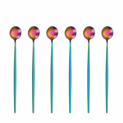 6 tk Pika käepidemega 304 roostevabast terasest kohvijäätiselusikas magustoidutee segamislusikas pikniku jaoks Köögitarvikud Baaritööriistad