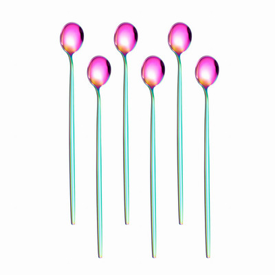 6 tk Pika käepidemega 304 roostevabast terasest kohvijäätiselusikas magustoidutee segamislusikas pikniku jaoks Köögitarvikud Baaritööriistad