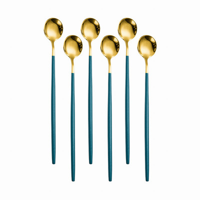 6 tk Pika käepidemega 304 roostevabast terasest kohvijäätiselusikas magustoidutee segamislusikas pikniku jaoks Köögitarvikud Baaritööriistad