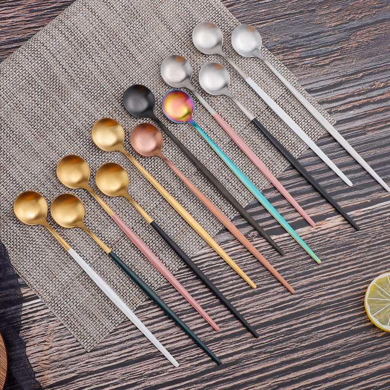 6 tk Pika käepidemega 304 roostevabast terasest kohvijäätiselusikas magustoidutee segamislusikas pikniku jaoks Köögitarvikud Baaritööriistad